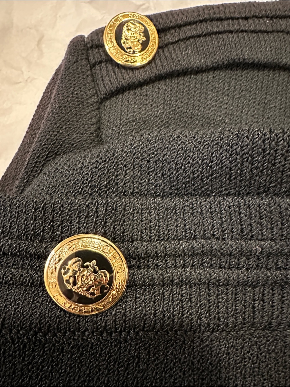 St. John Black Knit Open-Front Cardigan with Gold Accents - Picture 4 of 9